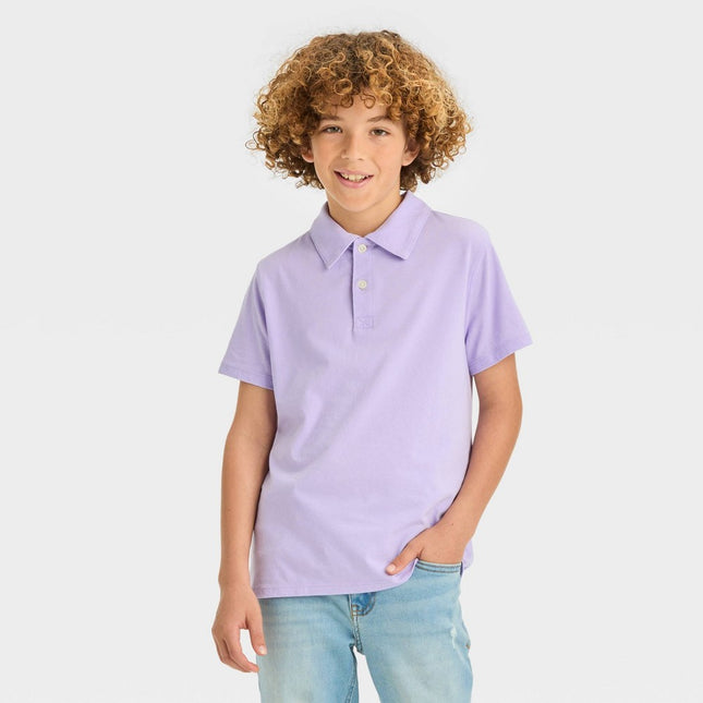 Boys' Short Sleeve Washed Polo Shirt - Cat & Jack™ Purple XL