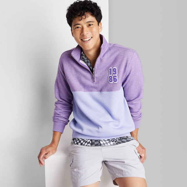 Men's Quarter Zip-Up Sweatshirt - Original Use™ Purple S