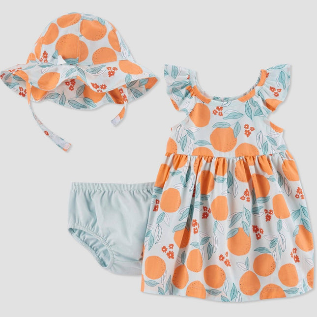 Carter's Just One You Baby Girls' Peach Dress with Hat - Blue 3M