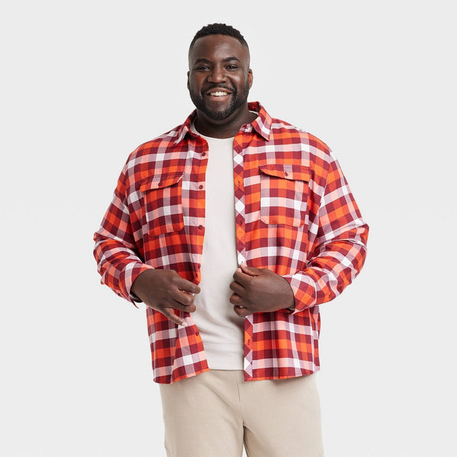 Men's Long Sleeve Flannel Shirt - All In Motion™ Red 