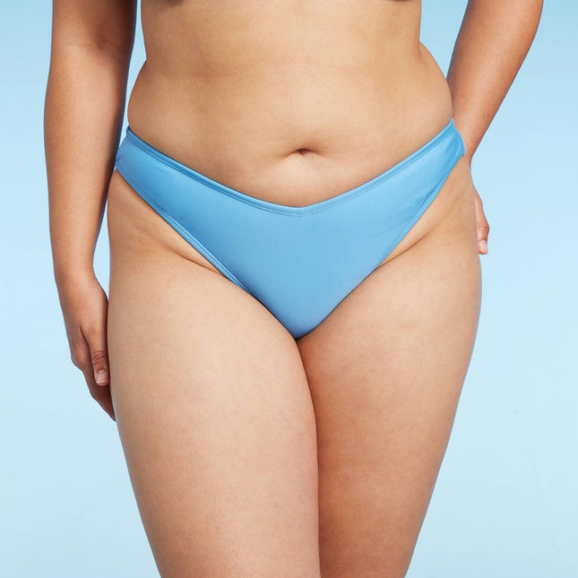 Women's V-Front High Leg Cheeky Bikini Bottom - Wild Fable™ Bright Blue XXS