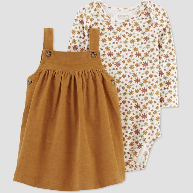 Carter's Just One You®️ Baby Girls' Floral Bodysuit & Skirtall Set - Brown 9M