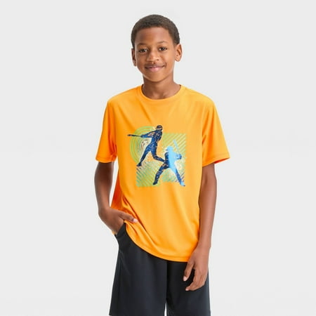 Boys  Short Sleeve Baseball Graphic T-Shirt - All in Motion™ Light Orange L