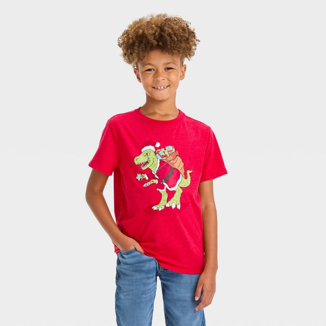 Boys' Short Sleeve 'Christmas Dino' Graphic T-Shirt - Cat & Jack™ Red M