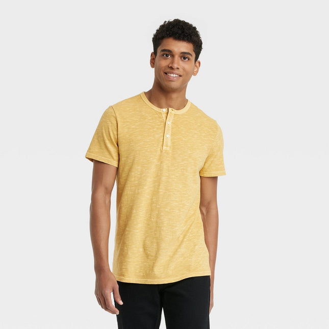 Men's Short Sleeve Henley Shirt - Goodfellow & Co™ Yellow M