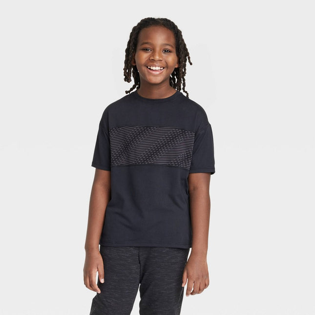 Boys' Chest Striped T-Shirt​ - All in Motion™ Black M