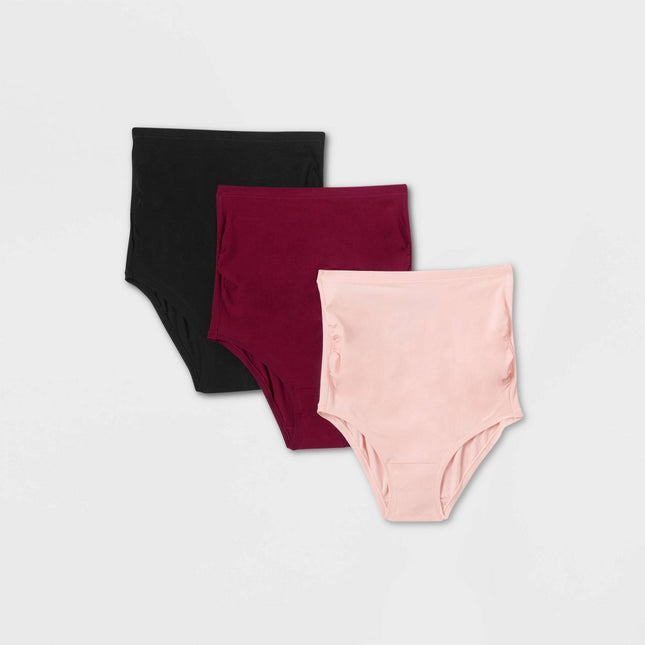 Maternity 3pk Over the Belly Hipster Underwear - Auden™ Pink/Maroon/Black S