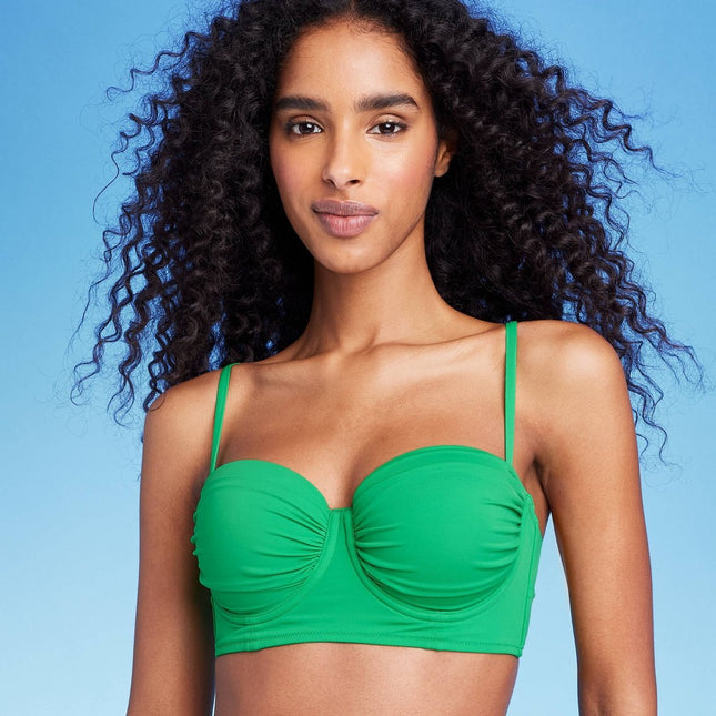 Women's Light Lift Shirred Cup Bikini Top - Shade & Shore™ Green 32B