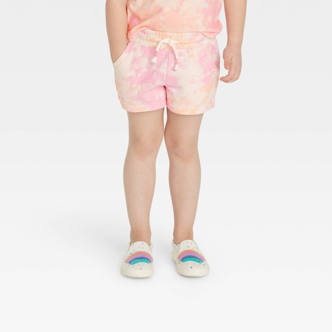 Toddler Girls' Knit Tie-Dye Shorts - Cat & Jack™ Off-White 18M