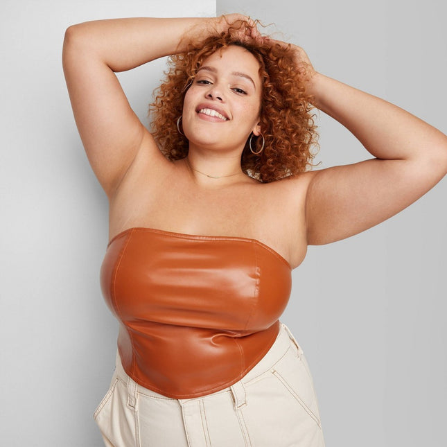 Women's Faux Leather Tube Top - Wild Fable™ Rust XXL