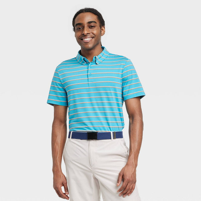 Men's Striped Golf Polo Shirt - All in Motion™ Blue XL