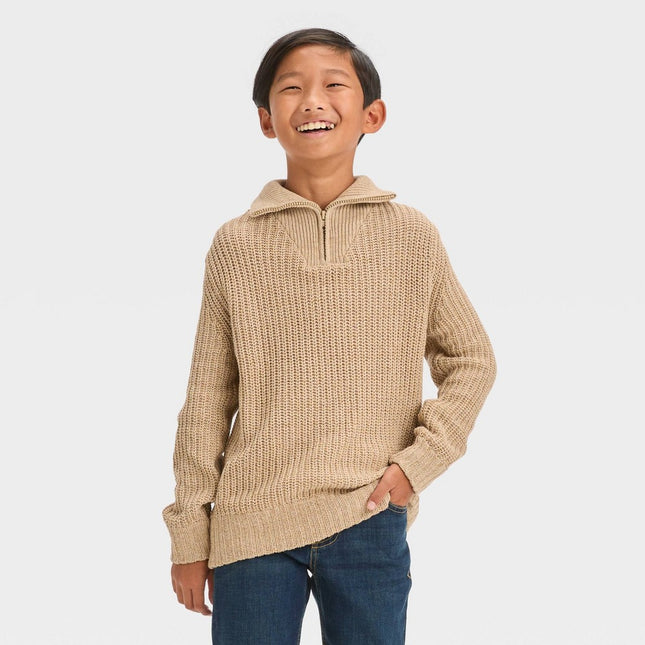 Boys' Quarter Zip Pullover Sweater - Cat & Jack™ Beige L