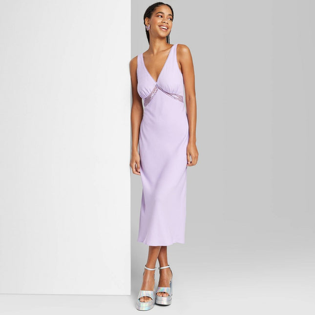 Women's Lace Detail Slip Midi Dress - Wild Fable™ Lavender 