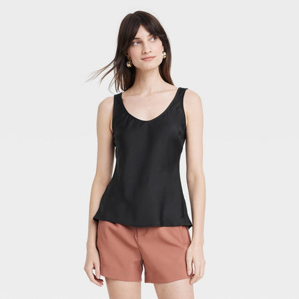 Women's Woven Shell Tank Top - A New Day™ Black M
