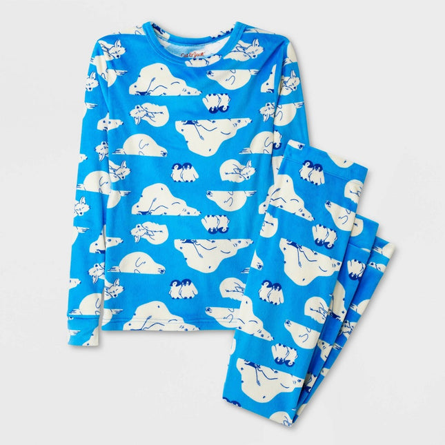 Kids' 2pc Long Sleeve Snuggly Soft Snug Fit Pajama Set - Cat & Jack™ Blue 6