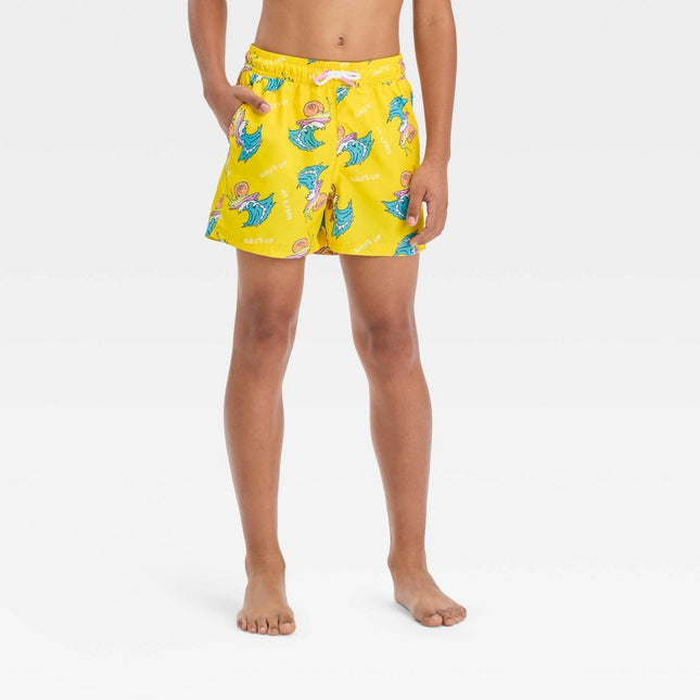 Boys' Snail Surfing Swim Shorts - art class™ Yellow L