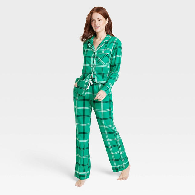 Women's Plaid Flannel Matching Family Pajama Set - Wondershop™ Green L