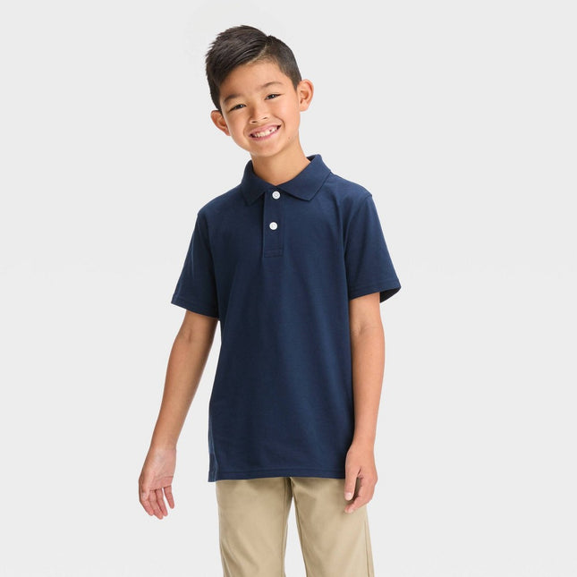 Boys' Short Sleeve Uniform Polo T-Shirt - Cat & Jack™ Navy Blue XS