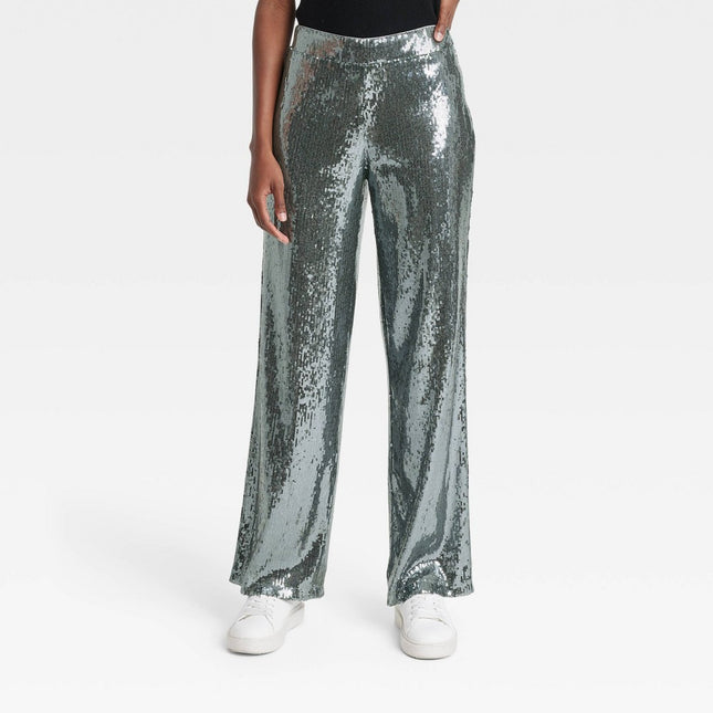 Women's Sequin Trouser Pants - A New Day™ Silver 8