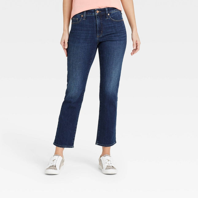 Women's High-Rise Slim Straight Fit Jeans - Universal Thread™ Dark Wash 4 Long