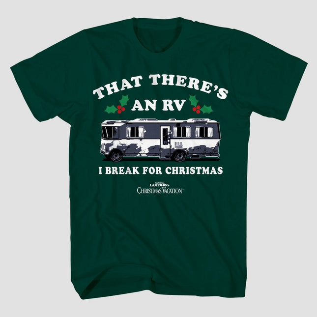 Men's Christmas Vacation Short Sleeve Graphic T-Shirt - Dark Green L