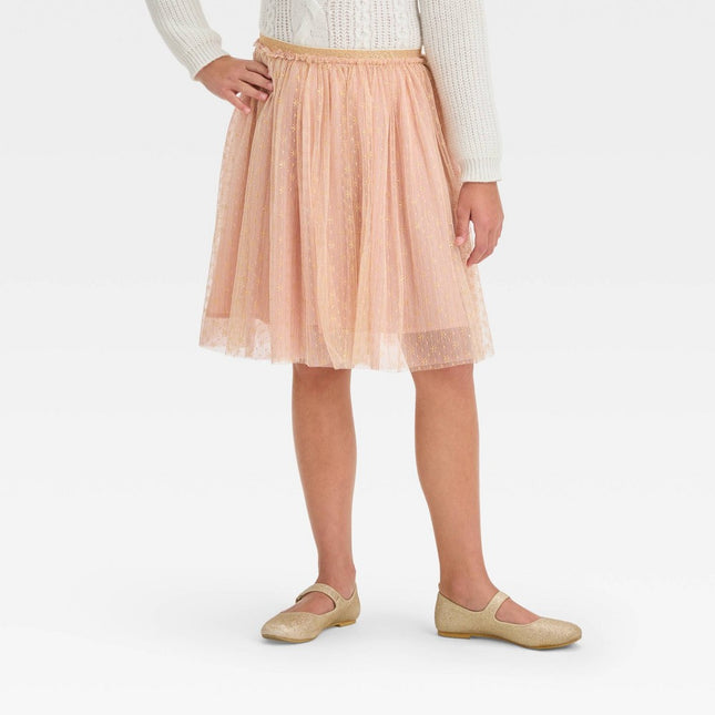 Girls' Embroidered Holiday Skirt - Cat & Jack™ Gold M