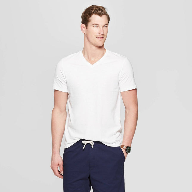 Men's Every Wear Short Sleeve V-Neck T-Shirt - Goodfellow & Co™ White L