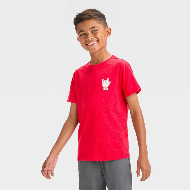 Boys' Short Sleeve Valentine's Day 'Love' Graphic T-Shirt - Cat & Jack™ Red XL