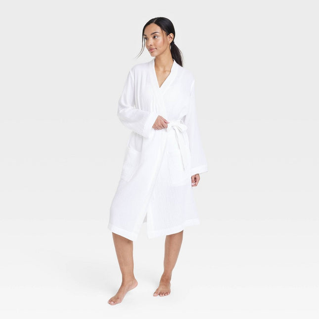 Women's 100% Cotton Gauze Robe - Stars Above™ White M/L