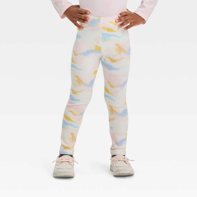 Toddler Girls' Tie-Dye Leggings - Cat & Jack™ Off-White 5T