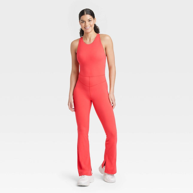 Women's High Neck Flare Long Active Bodysuit - JoyLab™ Red XS