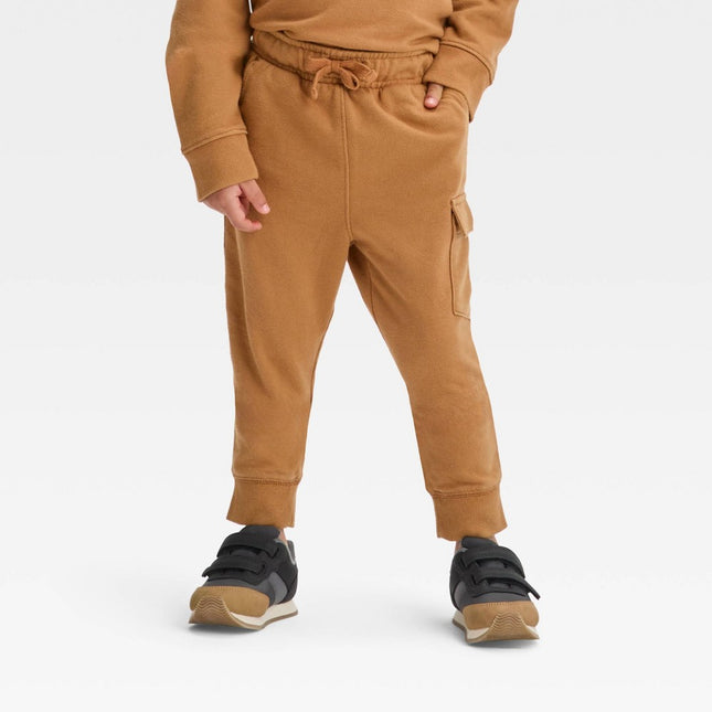 Toddler Boys' Washed French Terry Cargo Pants - Cat & Jack™ Brown 2T