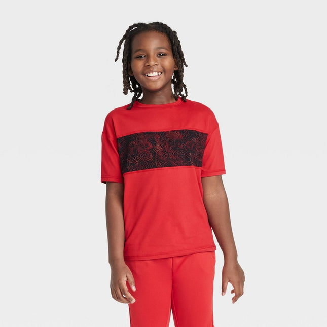 Boys' Chest Striped T-Shirt​ - All in Motion™ Red XS