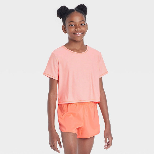 Girls' Studio T-Shirt - All in Motion™ Coral Orange L