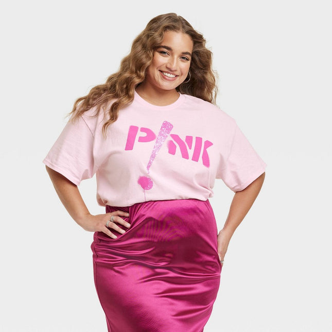 Women's Pink! Graphic Short Sleeve T-Shirt - Pink 1X