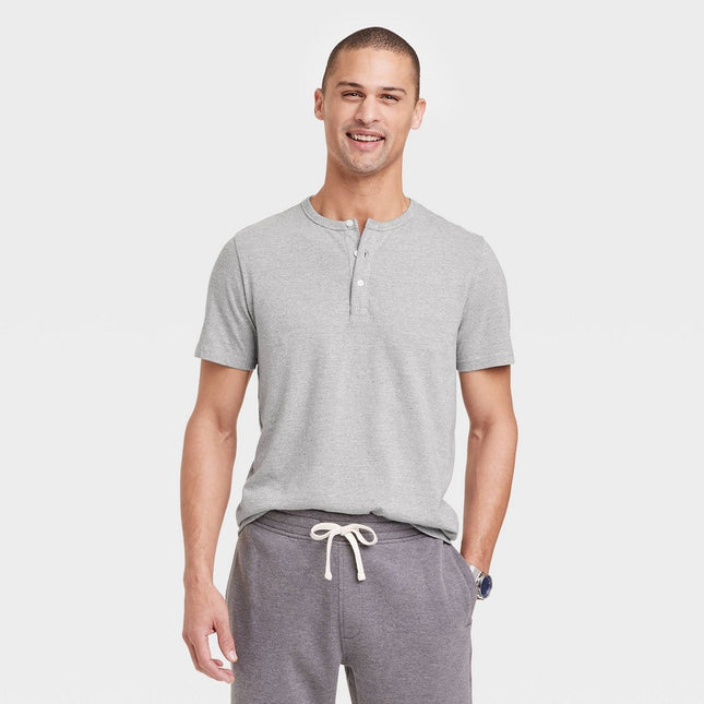 Men's Short Sleeve Henley Shirt - Goodfellow & Co™ Oatmeal S