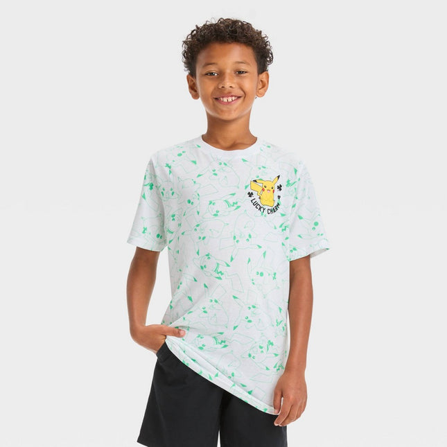Boys' Pokemon Lucky Charm St. Patrick's T-Shirt - White XS