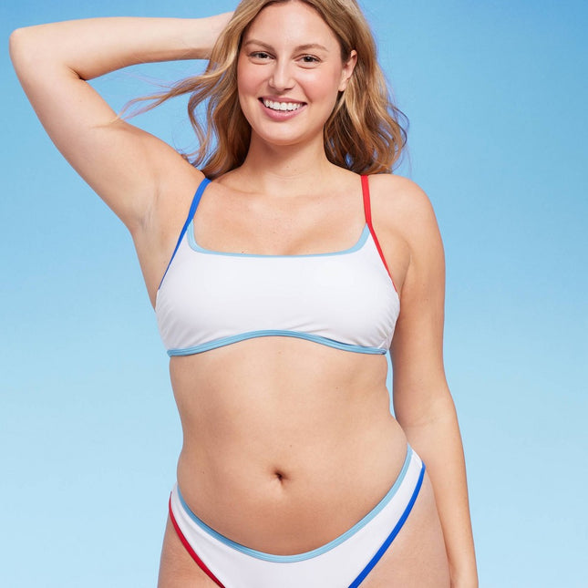 Women's Contrast Trim Bralette Bikini Top - Wild Fable™ Multi White L