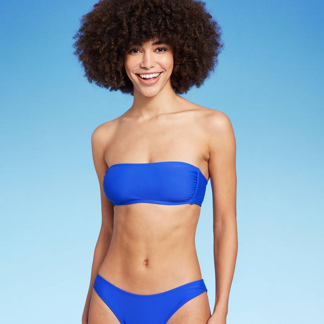 Women's Pull Over Bandeau Bikini Top - Wild Fable™ Cobalt Blue S