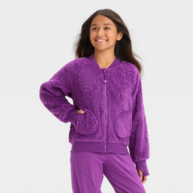 Girls' Quilted Fleece Jacket - All In Motion™ Purple XS