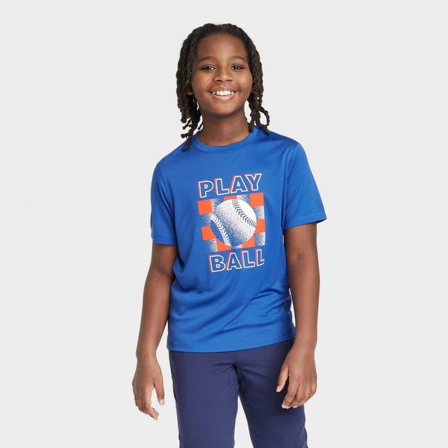 Boys' Short Sleeve "Play Ball" Graphic T-Shirt - All in Motion™ Blue L