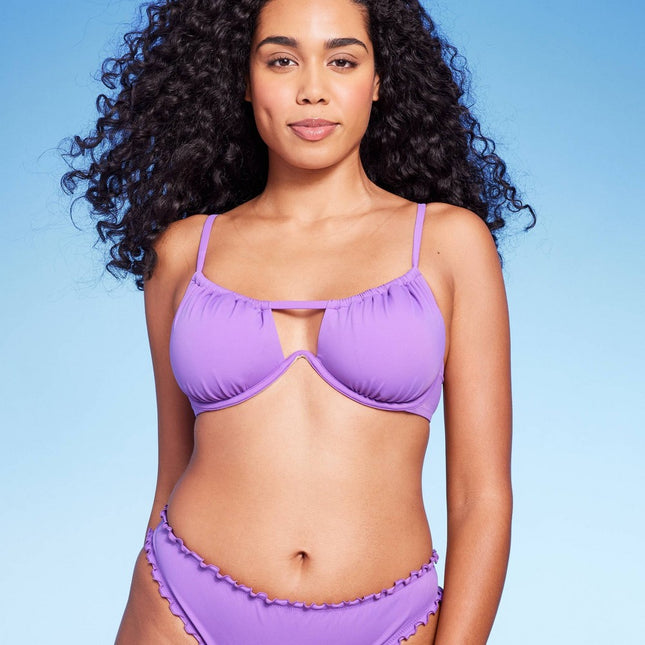 Women's Tunneled Neckline Underwire Bikini Top - Shade & Shore™ Purple 34B