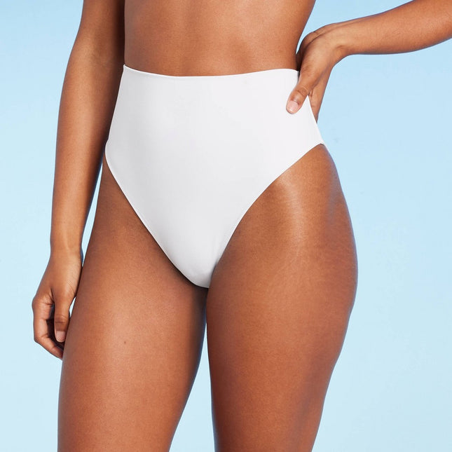 Women's High Waist Cheeky Bikini Bottom - Shade & Shore™ White L