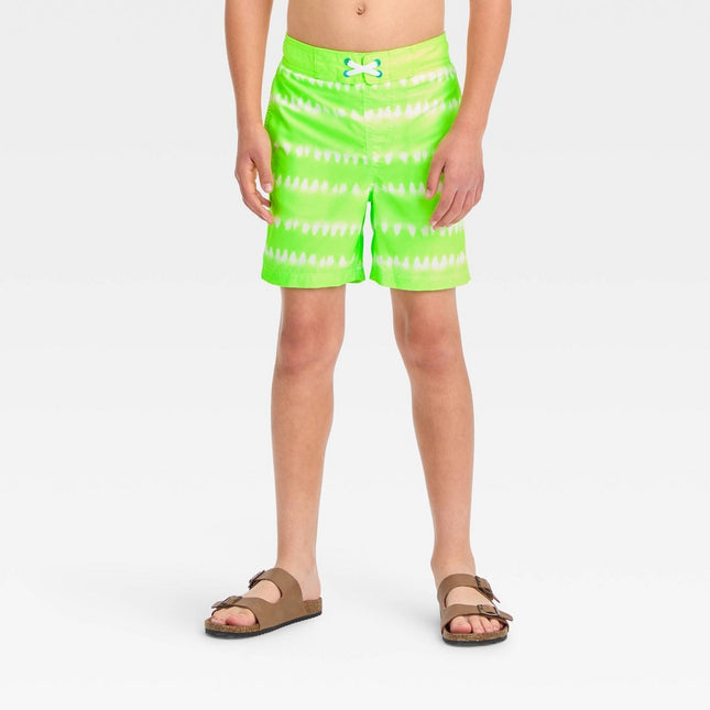 Boys' Striped Swim Shorts - Cat & Jack™ Lime Green S