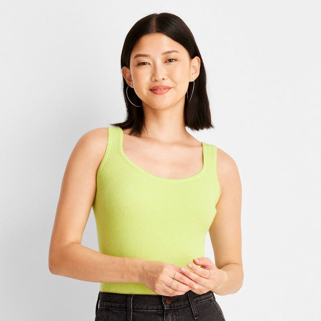 Women's Scoop Neck Sweater Tank Top - A New Day™ Light Green L