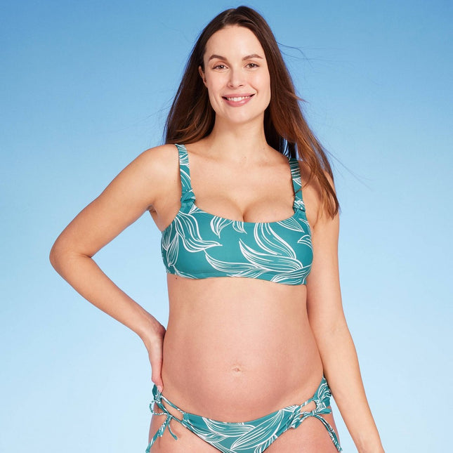 Nursing Bikini Maternity Top - Isabel Maternity by Ingrid & Isabel™ Turquoise Green Floral L