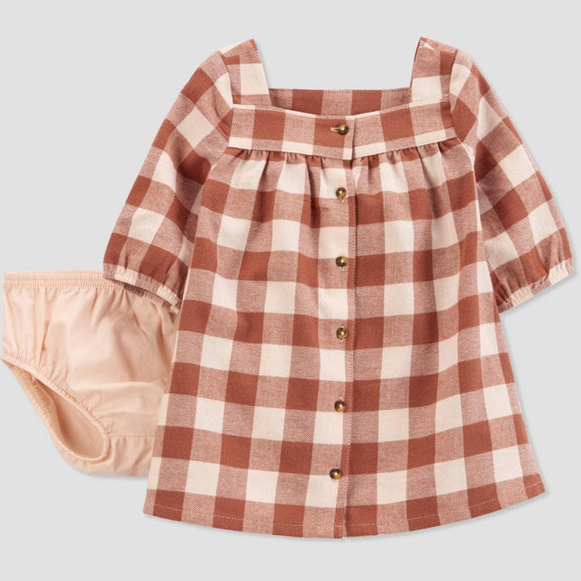Carter's Just One You®️ Baby Girls' Gingham Dress - Brown 12M