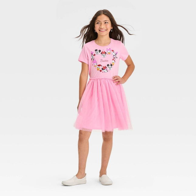 Girls' Minnie Mouse Besties Tulle Dress - Light Pink L