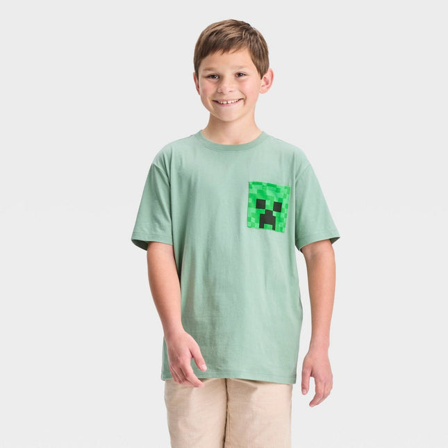 Boys' Minecraft Pocket Short Sleeve Graphic T-Shirt - Green S