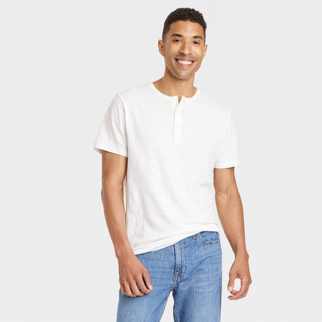 Men's Short Sleeve Henley Shirt - Goodfellow & Co™ White S